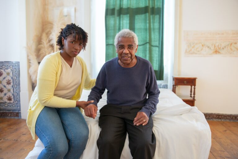 Elderly person with daughter