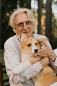A man with a dog